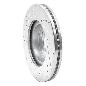 Infiniti Q45 Brake Rotor (1) - Front Right - R1 Concepts - Drilled & Slotted - Silver - `97-`01